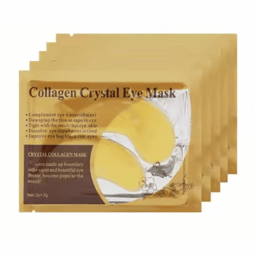 Mascarilla de cristal con colágeno dorado para el cuidado de la piel de los ojos.